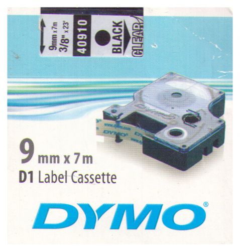 Dymo D1 Label Cassette - 9mm x 7m - 40910 BLACK on CLEAR