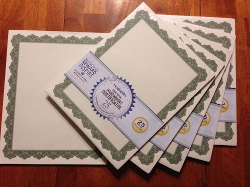 Geographics Parchment Certificates 5 Packs/25 sheets Optima GREEN 48974 w/Seals