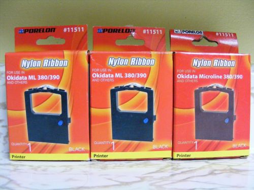 Lot of 3 Porelon Nylon Printer Ribbon for Okidata ML 380/390 11511 New