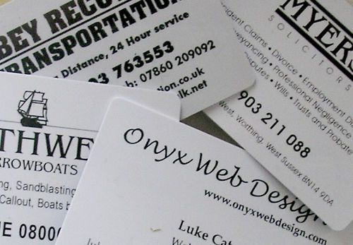 200 printed plastic business cards (white plastic) for sale