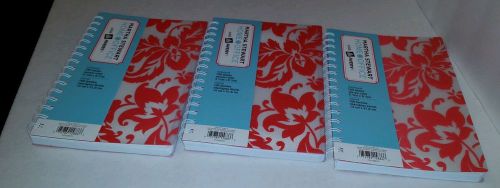 NEW Lot of 3 Martha Stewart Avery Red Damask Spiral Notebook 5.5&#034; x 8.5&#034;