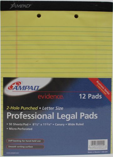 Ampad 20-224 12 pack pads of 2 hole top punch legal pads 8 1/2 x 11 3/4 nip for sale
