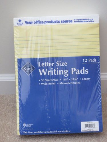 Writing Pad, Wide Ruled, Letter, Canary, 50 Sheets/Pad, 12 pads Micro-Perforated