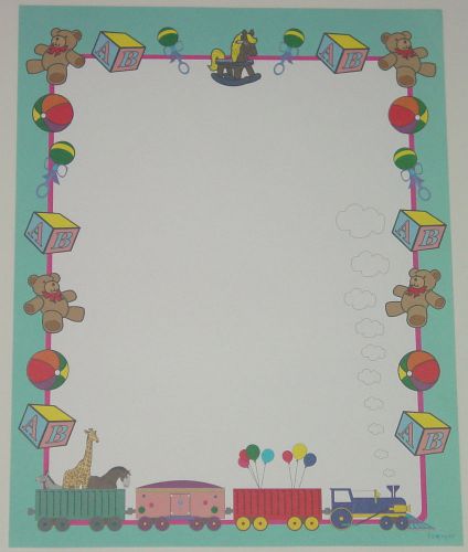 LETTERHEAD COMPUTER STATIONARY GEOPAPER BABY TOYS 18 SHEETS OPEN PACK UNUSED
