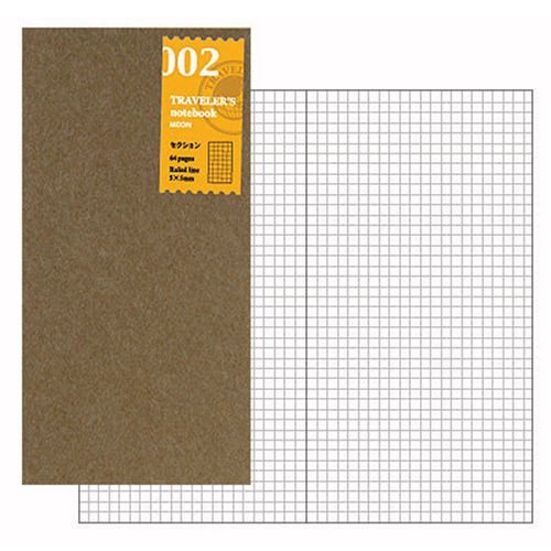 2-Pack Midori, Traveler&#039;s Notebook Regular Size Refill 002, Ruled (5mm x 5mm)