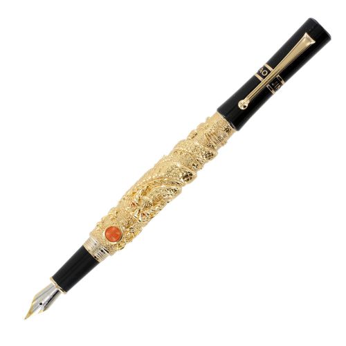 JinHao Flying Dragon Fountain Pen, Medium Point, Gold/Black Barrel