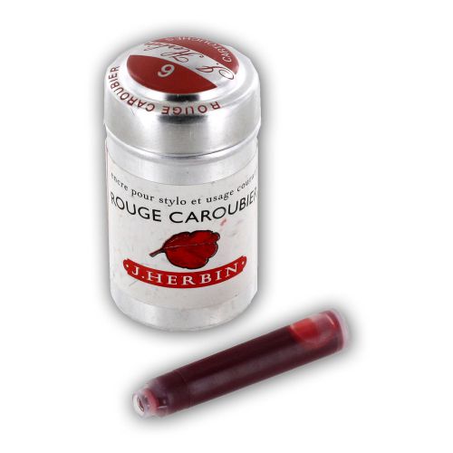 J. Herbin Fountain Pen Ink Cartridges, Pack of 6 - Rouge Caroubie