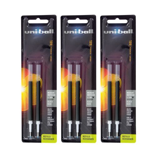 Uni-Ball Signo 207 Gel Pen Refills, 0.7mm, Medium Point, Black Ink, Pack of 6