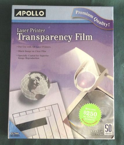 Apollo® Transparency Film for Laser Devices, Letter, Clear, 50/Box
