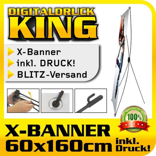 X-banner display inkl. druck! 60x160cm / werbe banner /inkl. tasche / wie rollup for sale