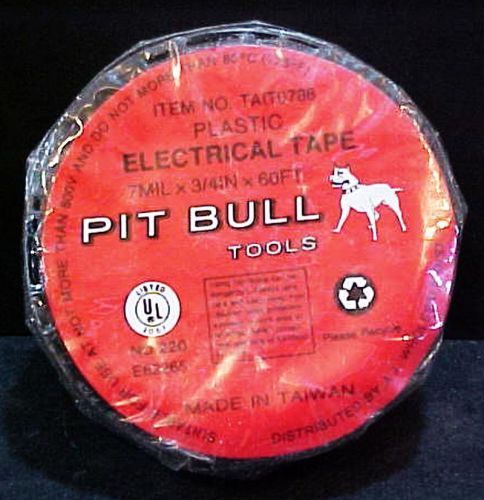 New vintage unopened 60 ft roll of Pit Bull Tools Black Electrical Tape FREE S/H
