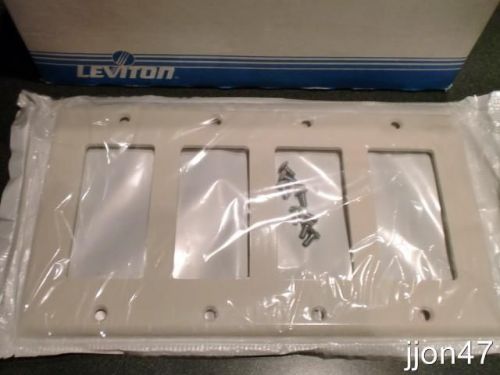Lot 10 Leviton 80412-T LIGHT ALMOND 4-Gang Decora WallPlates Standard Thermoset