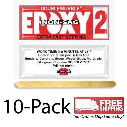 10-Pack-Double Bubble Red Non-Sag (No-Drip) Extra Fast Setting Epoxy Gel