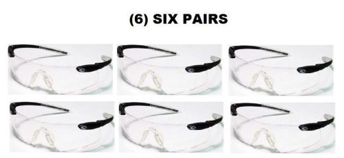 (6) six pairs of crews desperado safety shooting glasses black/clear new! for sale