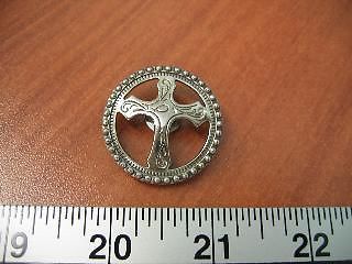 1-1/4&#034; Christian Cross Dotted Concho Conchos Matte NKL