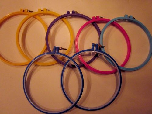 Lot of 7 8-inch Misc Plastic Embroidery Hoops Used for Screen Printing USED
