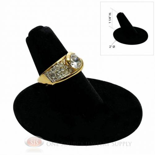 1 1/4&#034; Single Finger Round Black Velvet Ring Display Jewelry Presentation