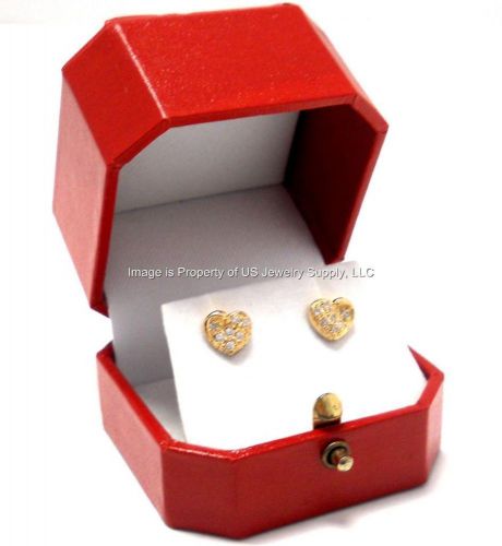 48 Red Leatherette Round Cut Corner Earring Jewelry Display Gift Boxes