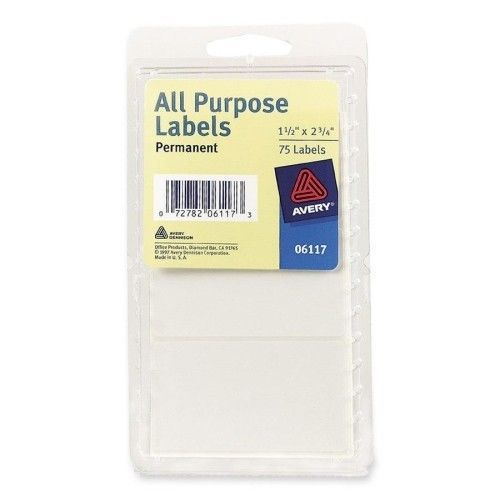 All-Purpose Labels, Permanent, 1-1/2&#034;x2-3/4&#034;, 75 per Pack, White