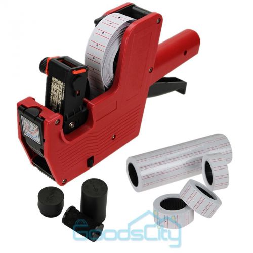MX-5500 8 Digits Price Tag Gun + 5000pcs White w/ Red lines labels+1 Ink Roll