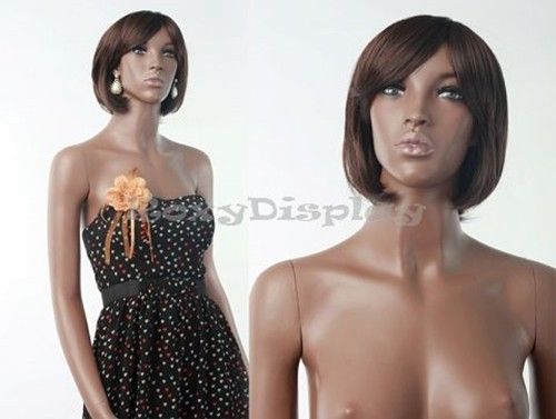 Fiberglass Pretty Black Female Mannequin Display Dress Form #MZ-MYA3+FREE WIG