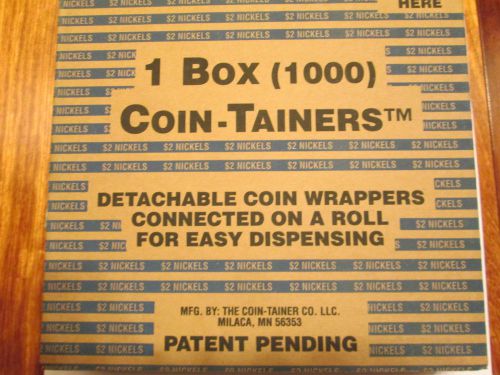 Pop-Open Flat Paper Coin Wrappers Nickels 1000 on roll - perforated in dispenser