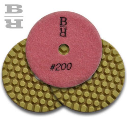 3 PK Buddy Rhodes 4&#034; 200 Grit Dry Concrete Countertop Wet Dry Polishing Pad 6mm