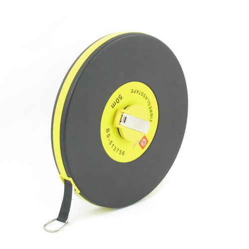 Black Yellow Shell Retractable Fiberglass Tape Measure Ruler 50M Long