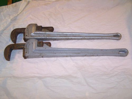 Two heavy duty 24&#039;&#039; aluminum pipe wrenchs one rigid and one rothenberger for sale