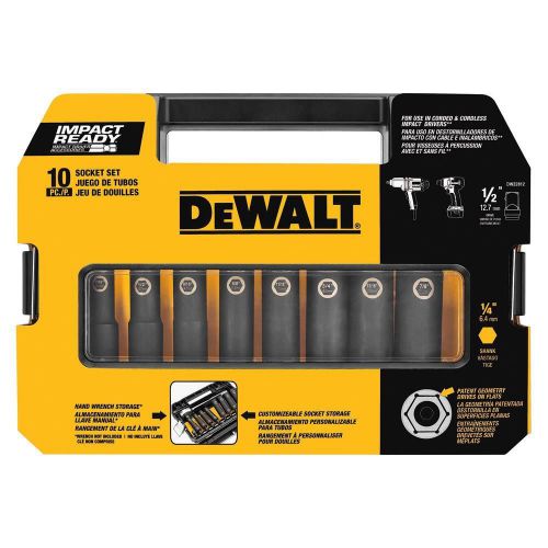 New dewalt dw22812 deep impact 1/2&#034; drive 8 sockets set w/ 2 1/4&#034; adapters for sale