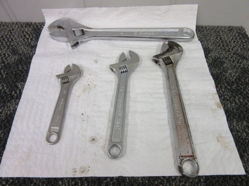 4 CRESCENT WRENCH CRESTOLOY WILLIAMS 12&#034; 10&#034; 8&#034; 6&#034; TOOL USED NICE