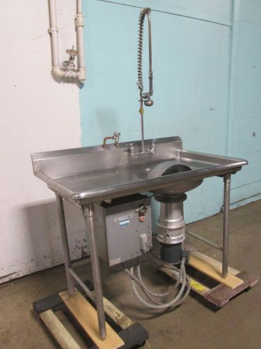 Hd dirty side dishwashing s.s.table w/rinse sprayer &amp; &#034;hobart&#034; garbage disposer for sale