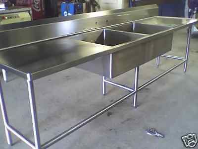 Prep Table 2 Compartment Sink 9&#039; 8&#039;&#039; X 30&#039;&#039; X 34&#039;&#039; Tall