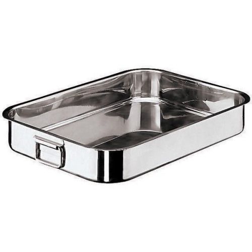 Commercial Paderno stainless steel heavy roasting pan with folding handles