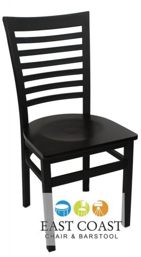 New gladiator full ladder back metal restaurant chair with walnut wood seat for sale
