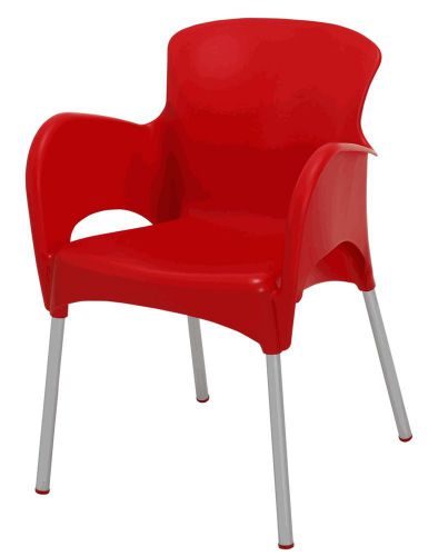 New Lola Commercial Stacking Aluminum / Resin Outdoor Dining Chair - Red
