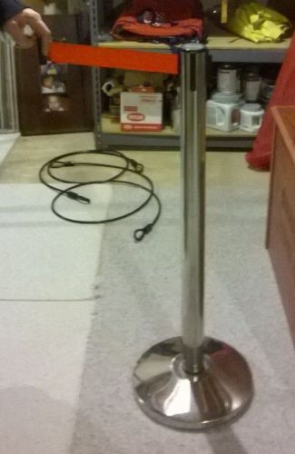 Polished Stainless Steel Stanchion - Retractable Red Belt - multiples for sale