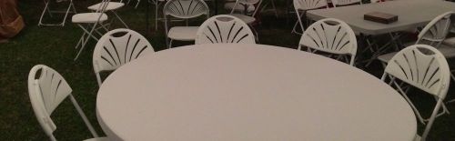 5 60&#034; Round Tables And 40 White Fanback Chairs!!!
