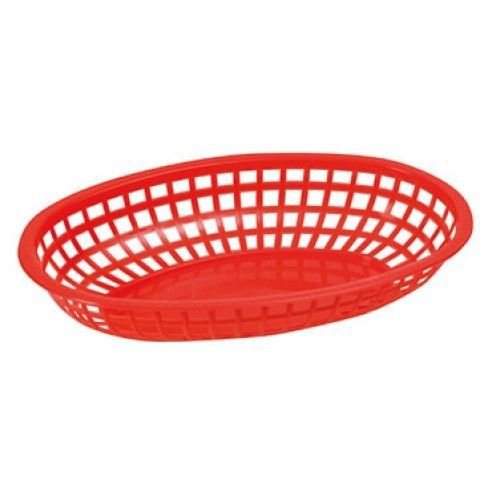 Winco POB-R Large Oval Food Basket, Red 10-1 / 4&#034; x 6-3 / 4&#034; x 2&#034;