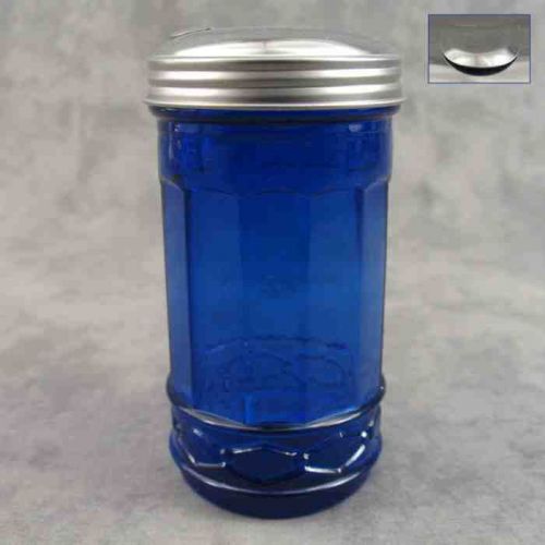 COBALT BLUE GLASS SUGAR SHAKER with FLIP SPOUT DISPENSER ~ DINER STYLE ~