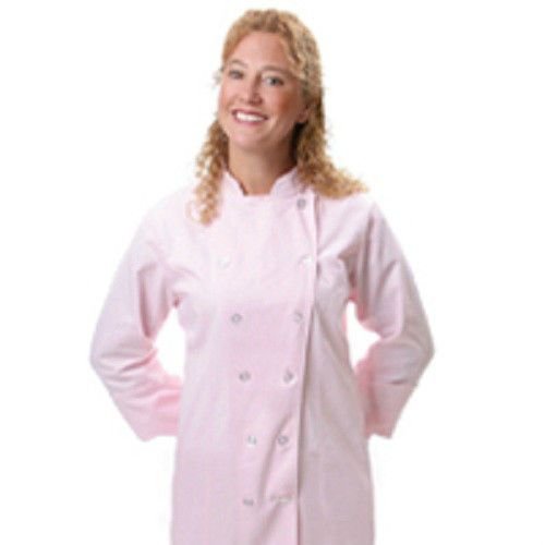 12 Button Front Female Fitted Pastel Pink Uniform Chef Coat Jacket 2X New