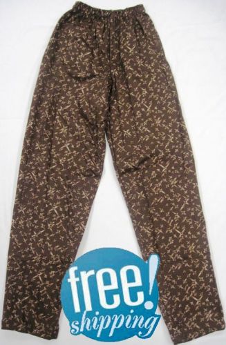 NEW BAGGY CHEF PANTS BROWN CROSS THATCH X-SMALL XS