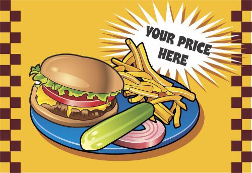 Hamburger Meal Custom w/ your price Decal 10&#034;  Food Truck Restaurant Concession