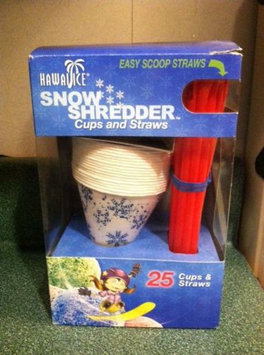 HAWAII ICE SNOW SHREDDER CUPS AND STRAWS 25 EACH BRAND NEW IN BOX
