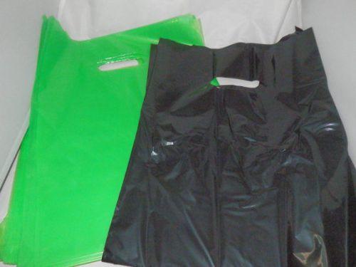 100 9&#034; x 12&#034; Lime Green and Black Low-Density Plastic Merchandise Bags