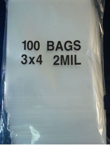 100 3&#034;x4&#034; ZIPLOCK BAGS Clear 2MIL Small POLY BAG RECLOSABLE BAGS Plastic Baggies