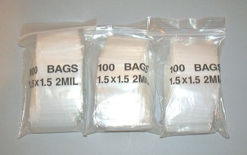300 1.5  x 1.5  inch Clear Zip Lock Bags  2 Mils  Storage Bags / Display Bags