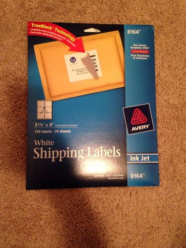 AVERY #8164 WHITE SHIPPING LABELS 150 LABELS 25 SHEETS INK JET FREE SHIPPING