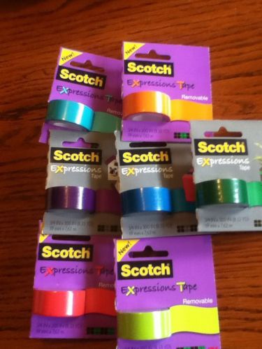 3M Scotch Expressions Tape Removable Mixed 7 pk lot NEW sport craft scrapbook
