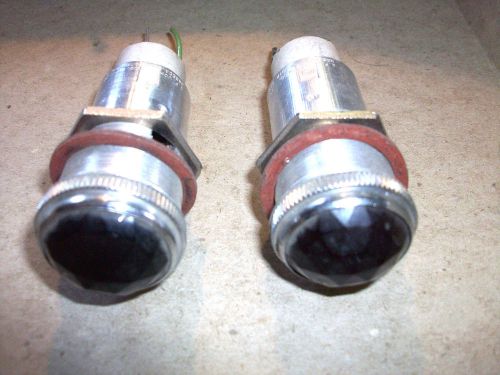 2 vintage indicator lights 1&#034; red jewel glass lens indicator light 120v,w/bulb for sale